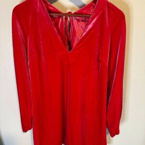 Free People Mischa hot pink velvet long sleeve mini dress Small
